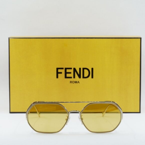 Fendi FE40039U 10L Geometric Sunglasses - Gold/Yellow Mirror main image 10